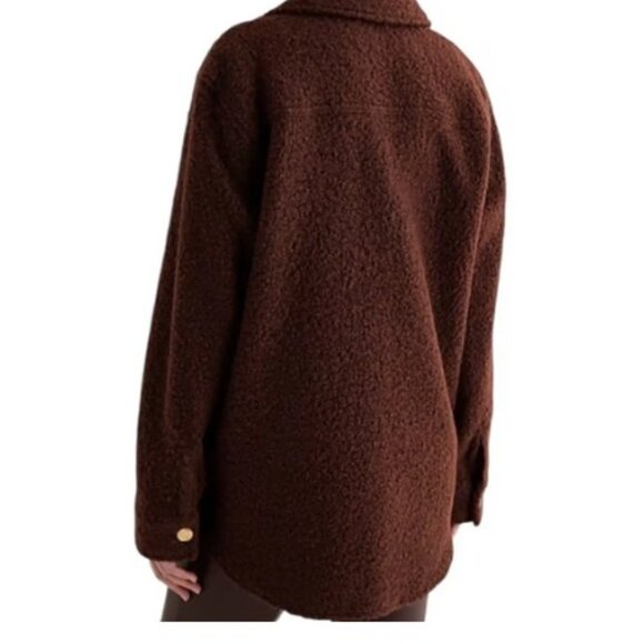 NWT Express Brown Teddy Jacket – Size Small – Faux Fur w/ Gold Button Details - Picture 2 of 9